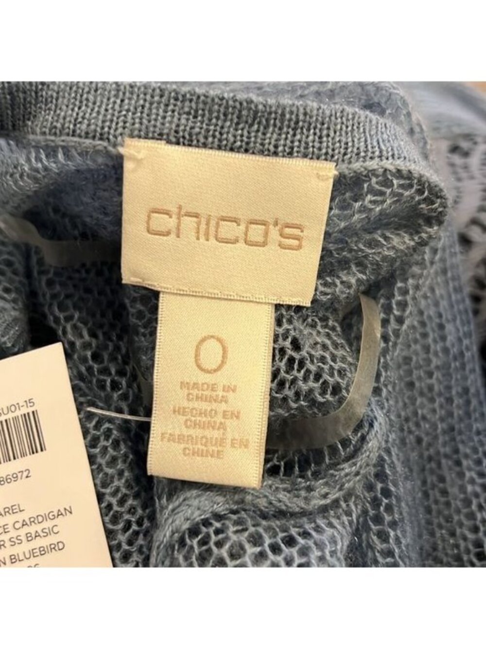Chico’s Sweater Larkyn Lace Cardigan Western Bluebird Color Small Chico’s 0 NWT - Picture 11 of 13